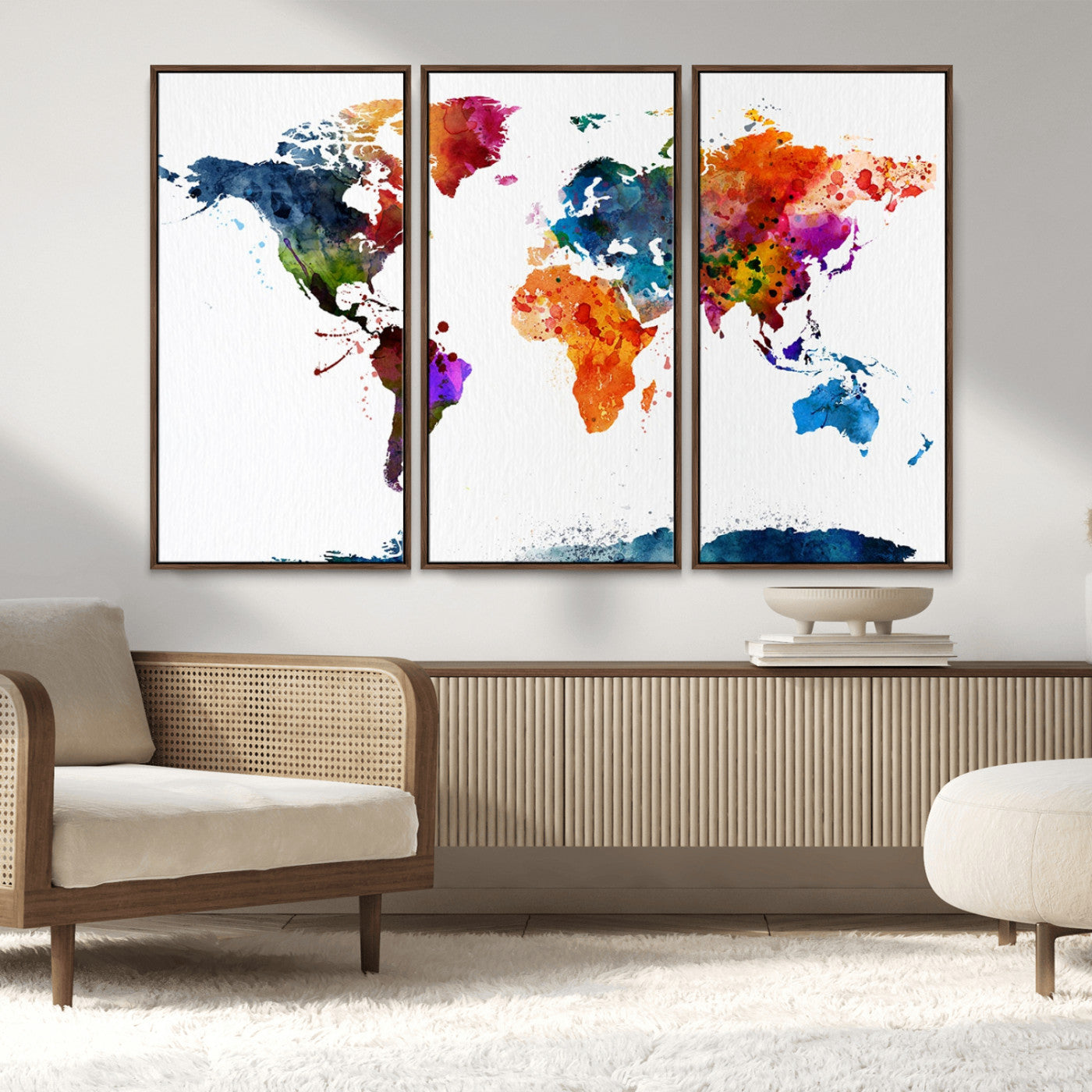 MGV-FC-48X32-3P - Push Pin World Map Canvas Print – Framed Wall Art for Couples to Track Their Travels – Anniversary