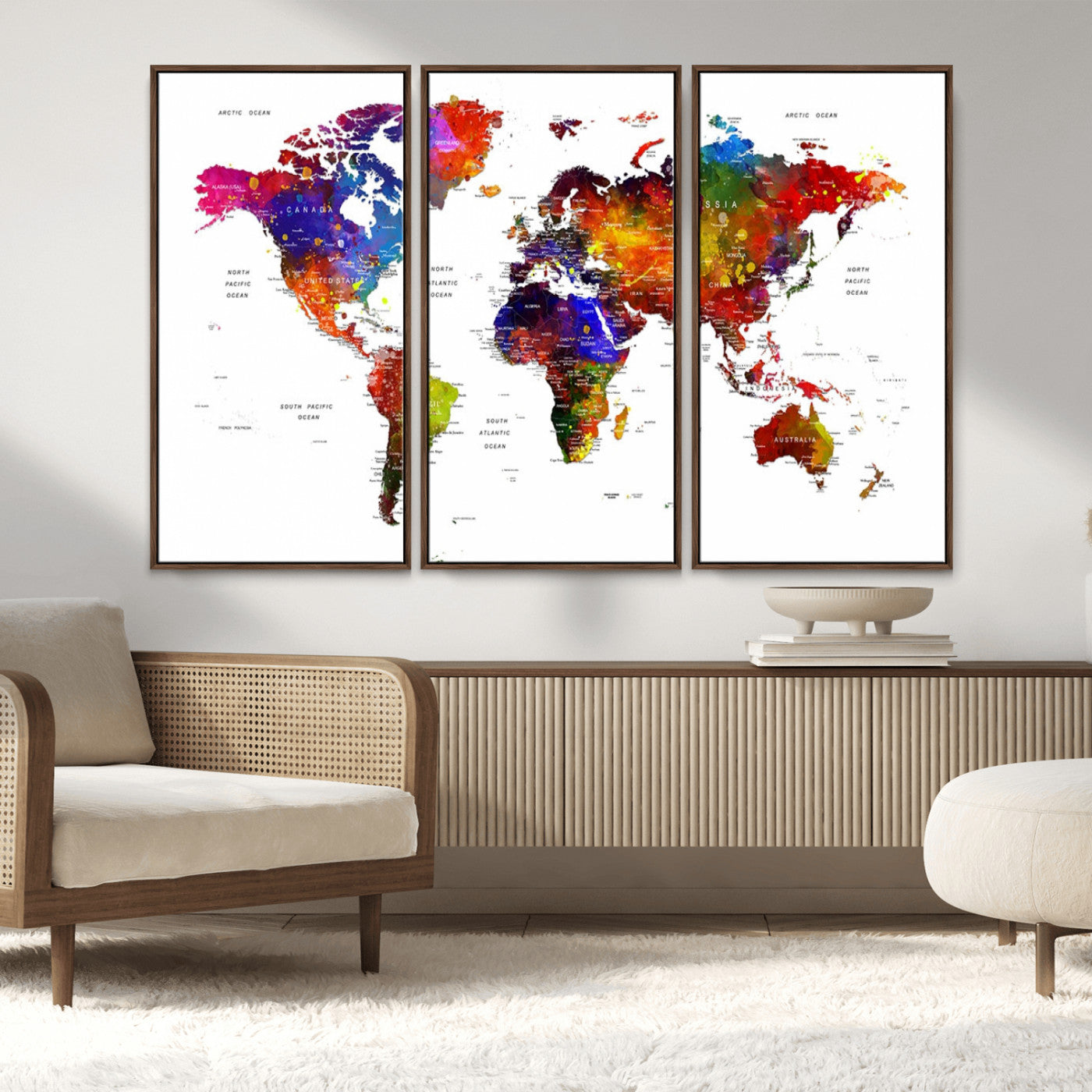 MGV-FC-48X32-3P - Push Pin World Map Canvas Print – Framed Wall Art for Couples to Track Their Travels – Anniversary