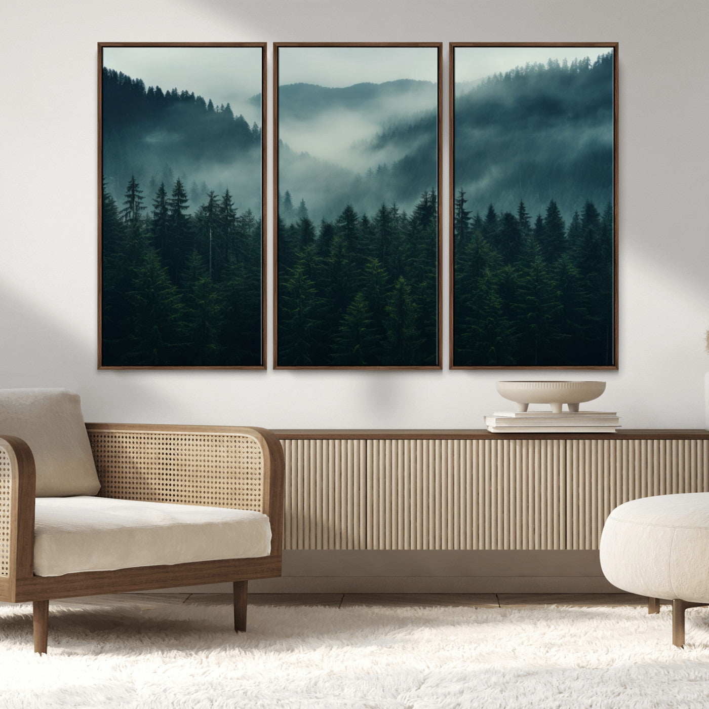 MGV-FC-48X32-3P - Captivating Misty Forest Wall Art Premium Canvas Print,  Foggy and Serene Atmosphere Wall Art Canvas