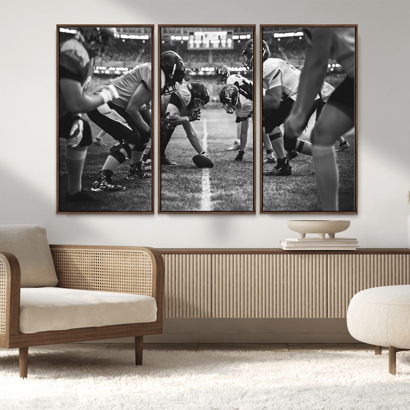 MGV-FC-48X32-3P - American Football Wall Art Canvas Print, Stadium Sport Wall Art Print