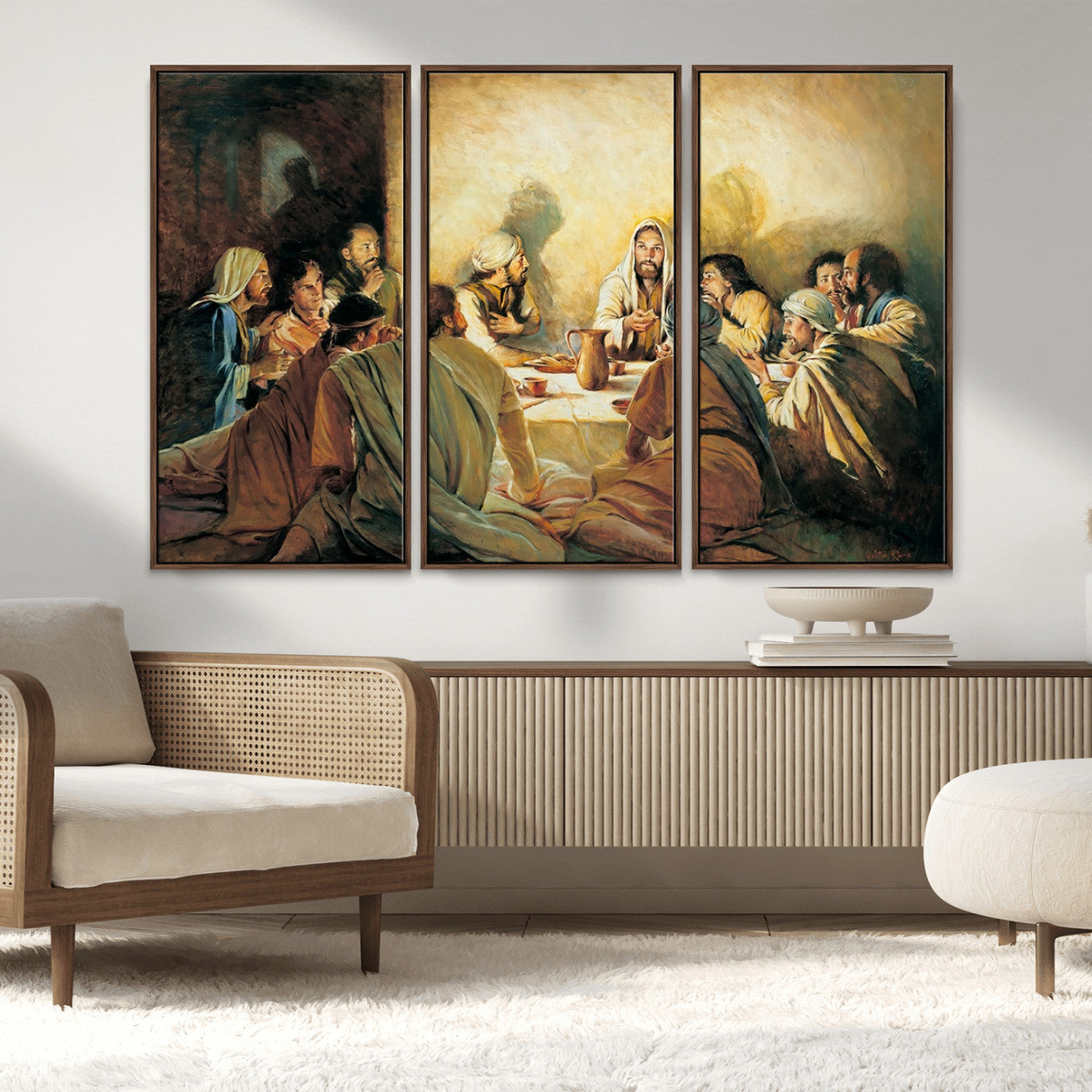 MGV-FC-48X32-3P - Last Supper Wall Art Canvas Print, Framed Jesus Painting Art Picture Print, Moderne Bibel Perfect Traditional/Religious Decor Artwork