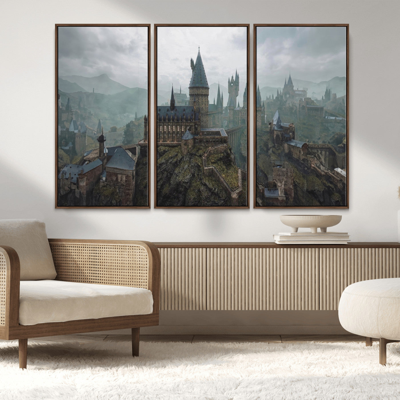 MGV-FC-48X32-3P - Disney Castle Wall Art Canvas Print, Living Kids Home Room Decor Art Print
