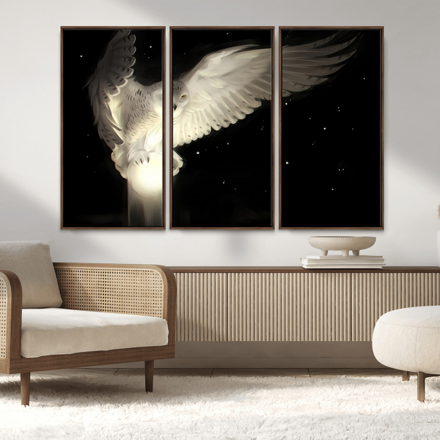 MGV-FC-48X32-3P - Night Owl Art -  Illuminating the Darkness – Unique Animal-Inspired Wall Art for Modern Decor |