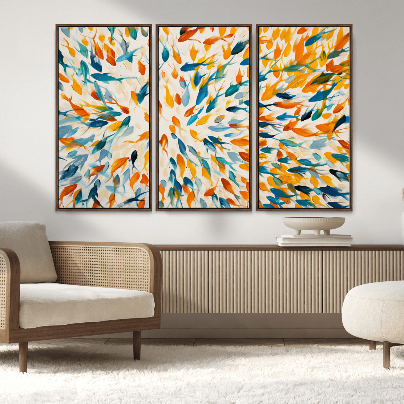 -Colorful Fish Wall Art Print – Abstract Ocean-Inspired Wall Art for Modern Spaces | Framed Canvas,