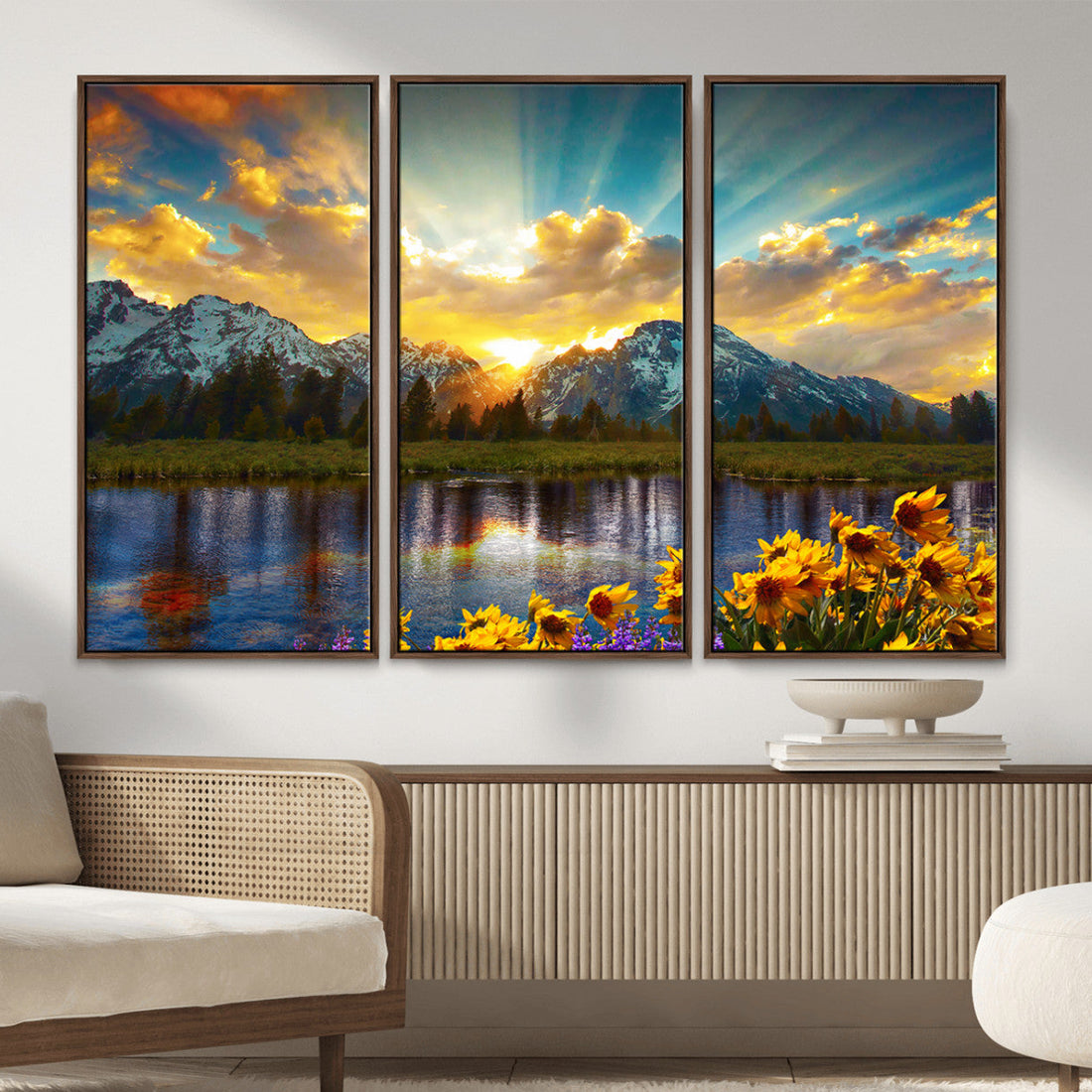 Grand Teton Park Sunrise Wall Art | Vibrant Mountain Landscape Canvas Print