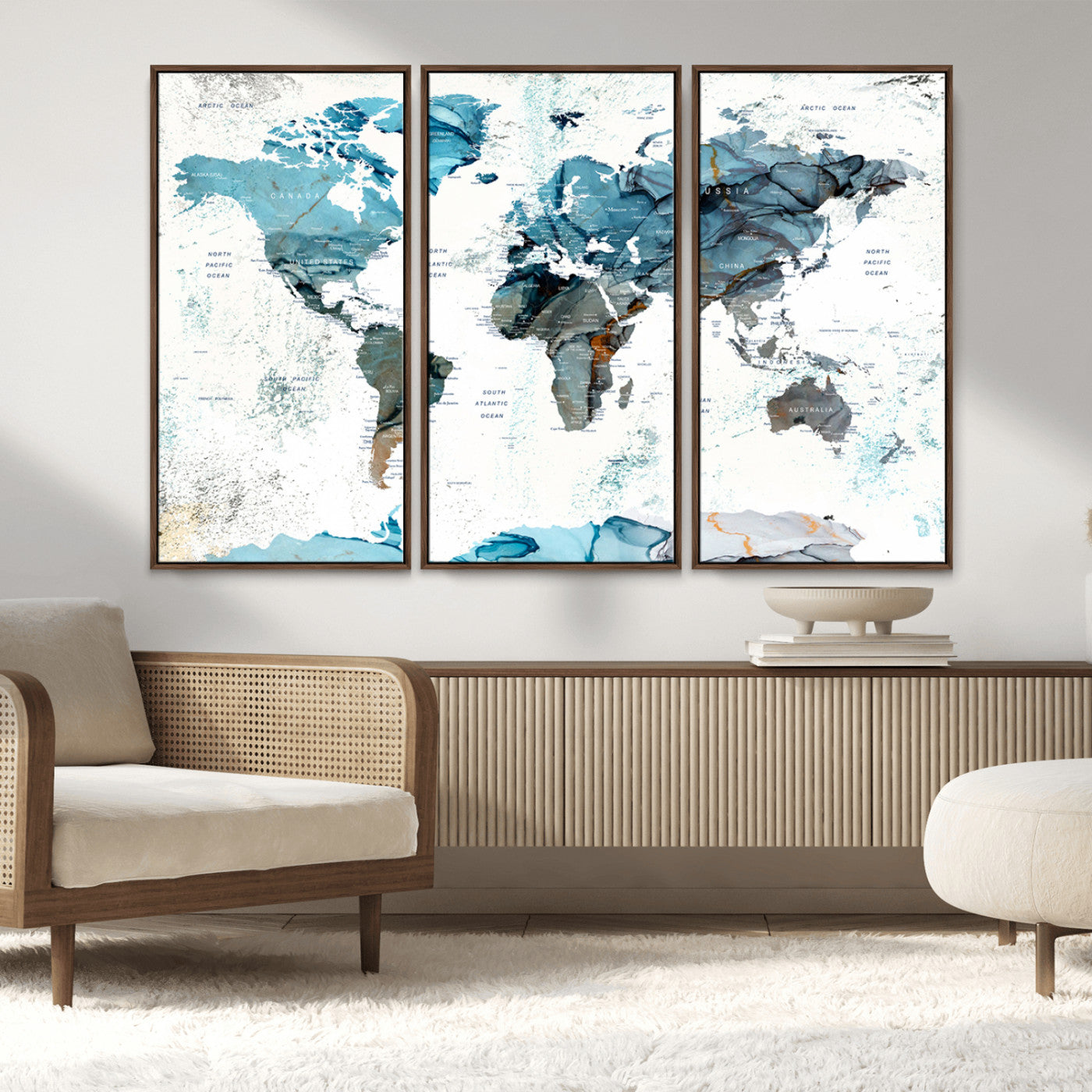 MGV-FC-48X32-3P - Push Pin World Map Canvas Print – Framed Wall Art for Couples to Track Their Travels – Anniversary
