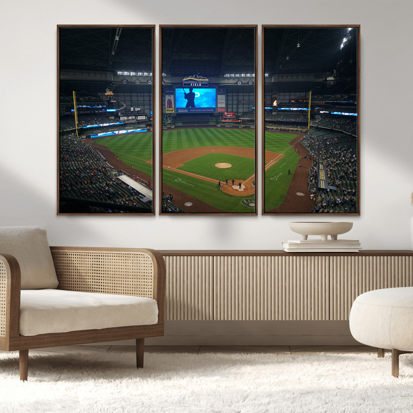 MGV-FC-48X32-3P - Milwaukee Brewers Baseball Art Print - American Family Field Stadium Wall Art Canvas Print