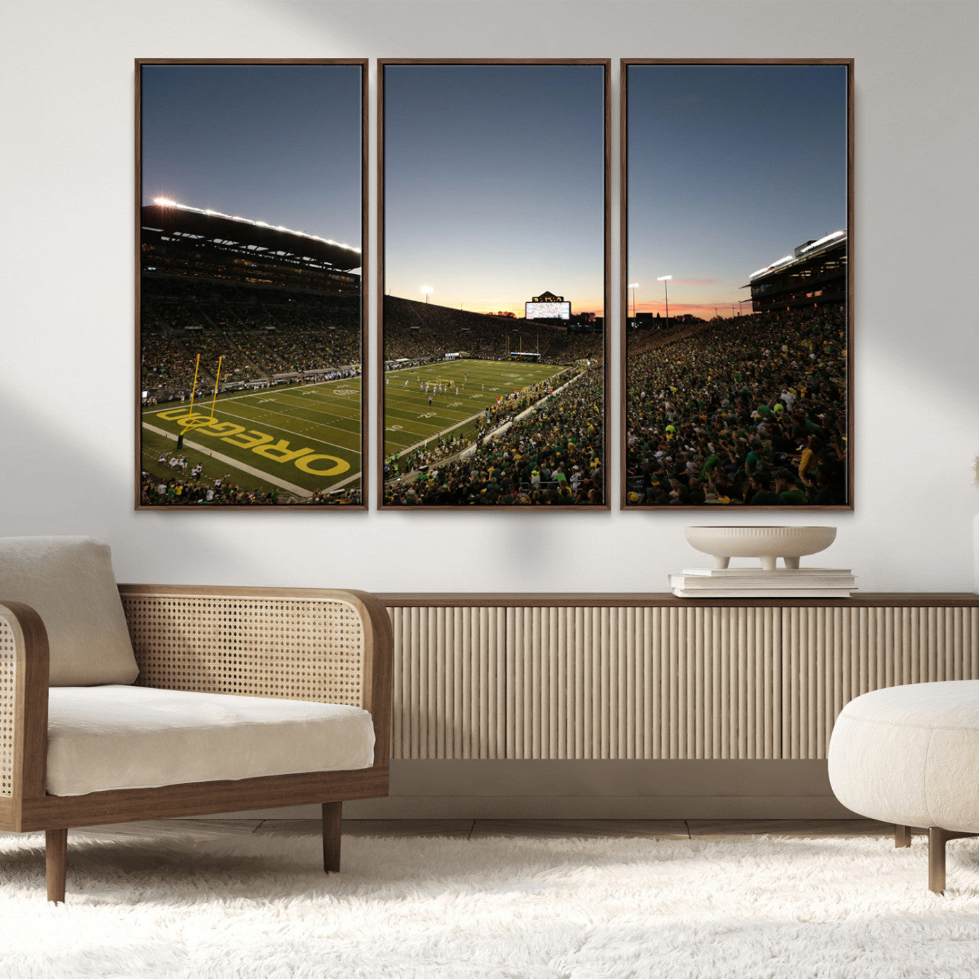MGV-FC-48X32-3P - Oregon Ducks Football Team Print - Eugene Autzen Stadium Wall Art Canvas Print