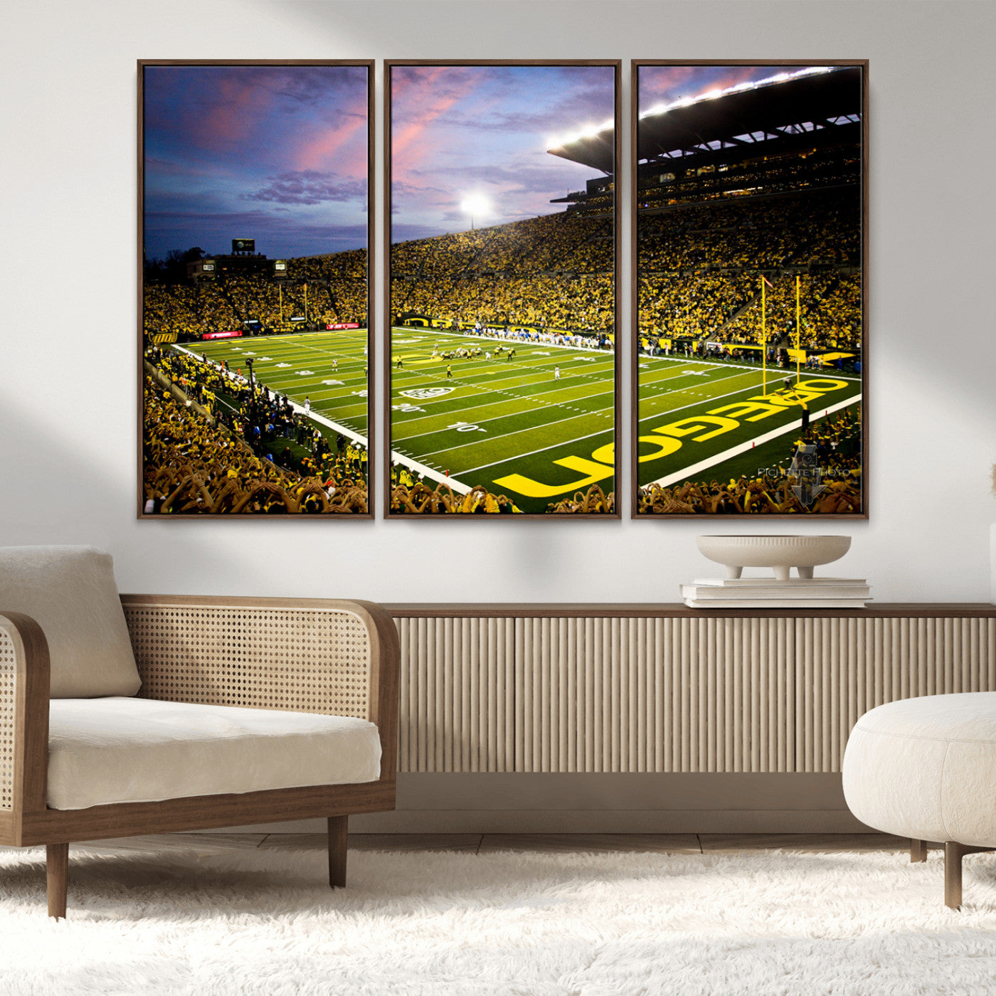 MGV-FC-48X32-3P - University of Oregon Ducks Football Team Print - Eugene Autzen Stadium Wall Art Canvas Print