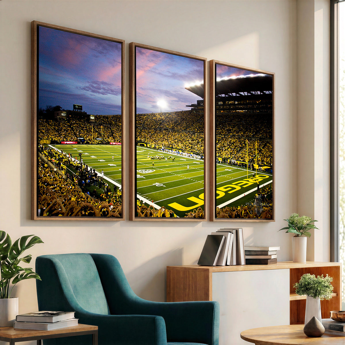 72017-MGV-CV-36X24 - University of Oregon Ducks Football Team Print, Eugene, Framed and Ready to Hang