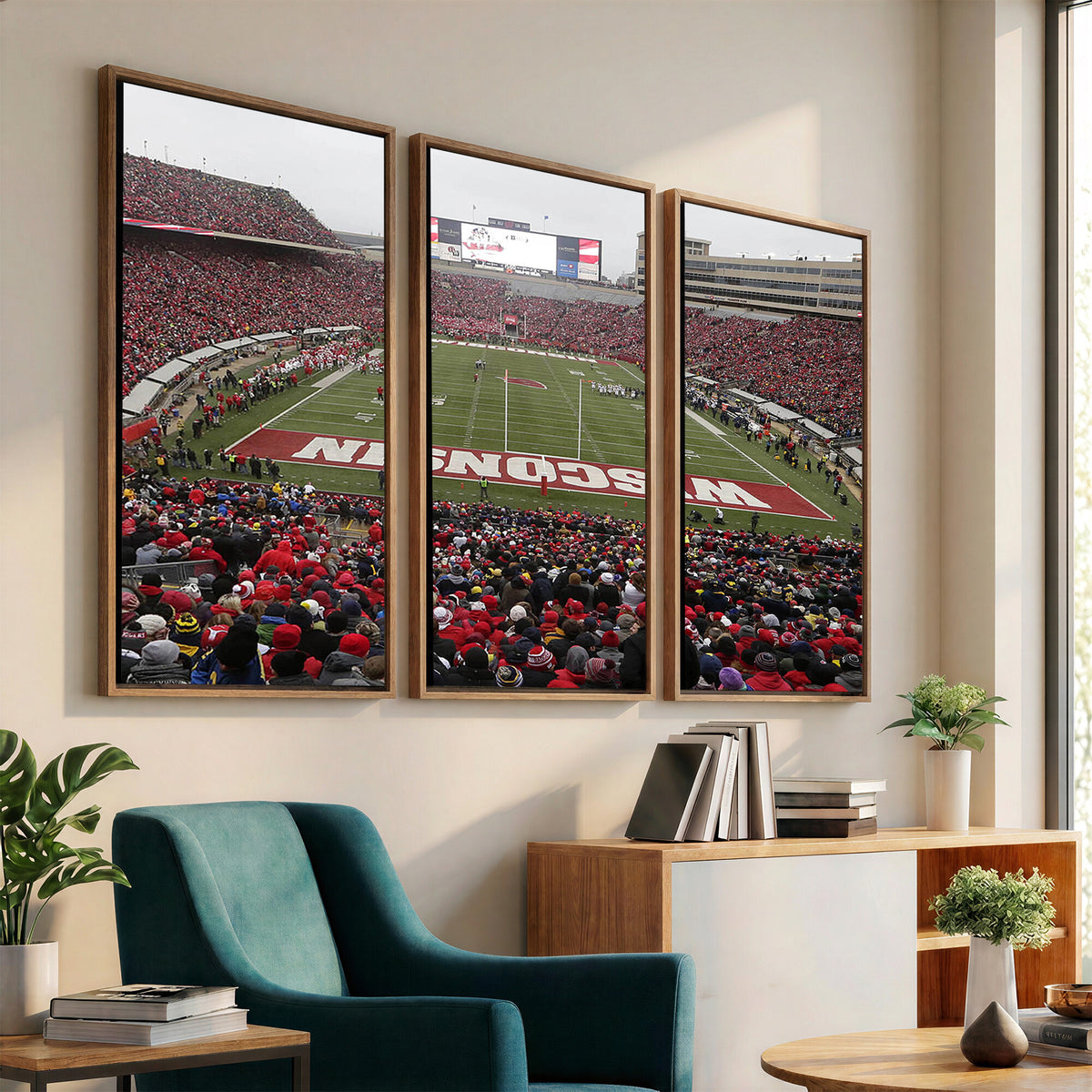 23461-MGV-CV-36X24 - Wisconsin Badgers Team Print Canvas, Madison Camp Randall Stadium Wall Art