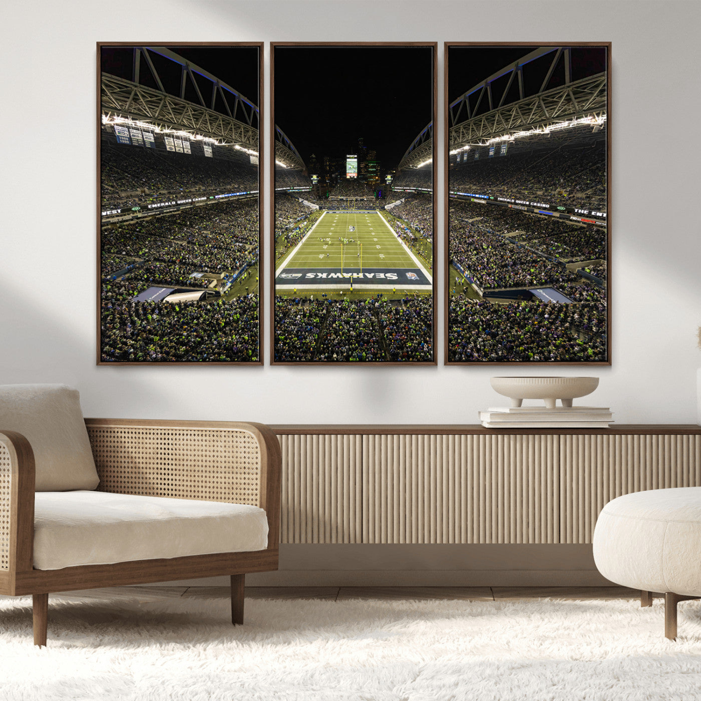 MGV-FC-48X32-3P - Seattle Seahawks Football Team Print Wall Art - Seattle Century Link Field Stadium Wall Art Canvas