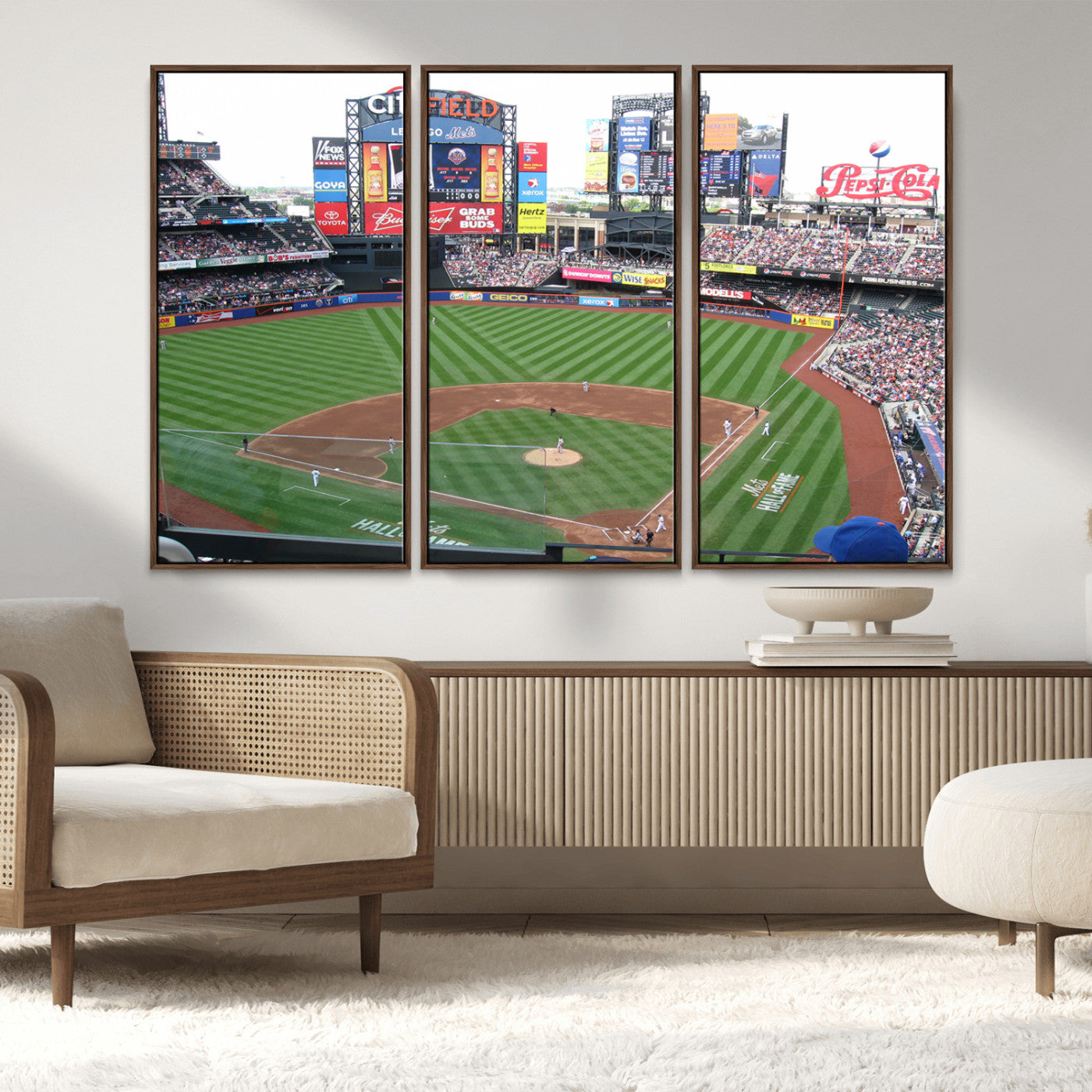 MGV-FC-48X32-3P - New York Mets Baseball Team Print - Citi Field Baseball Stadium Wall Art Canvas Print