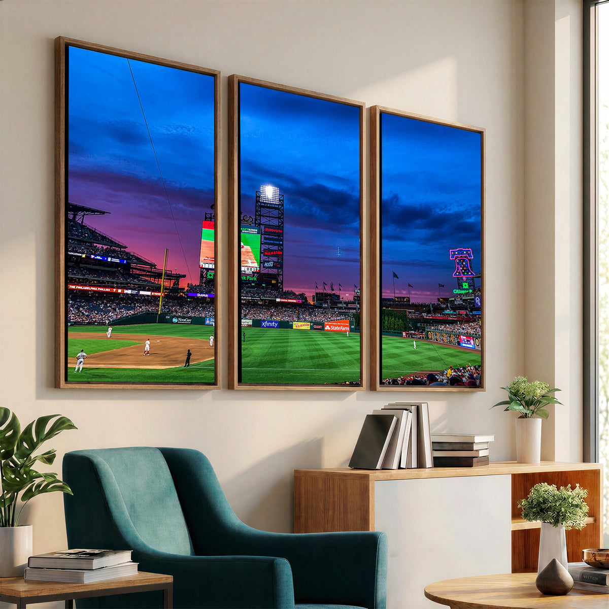 20427-MGV-CV-36X24 - Philadelphia Phillies Baseball Team Print, Citizens Bank Park, Extra Large Game Room Wall Decor