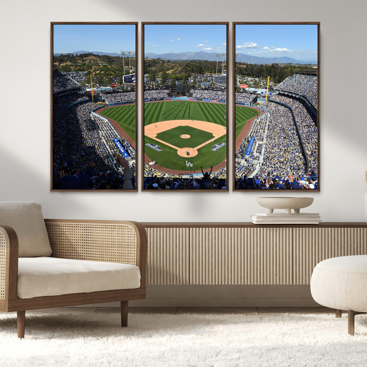 MGV-FC-48X32-3P - Los Angeles Dodgers Dodger Stadium Wall Art Canvas Print - MLB Baseball Stadium Wall Art Canvas