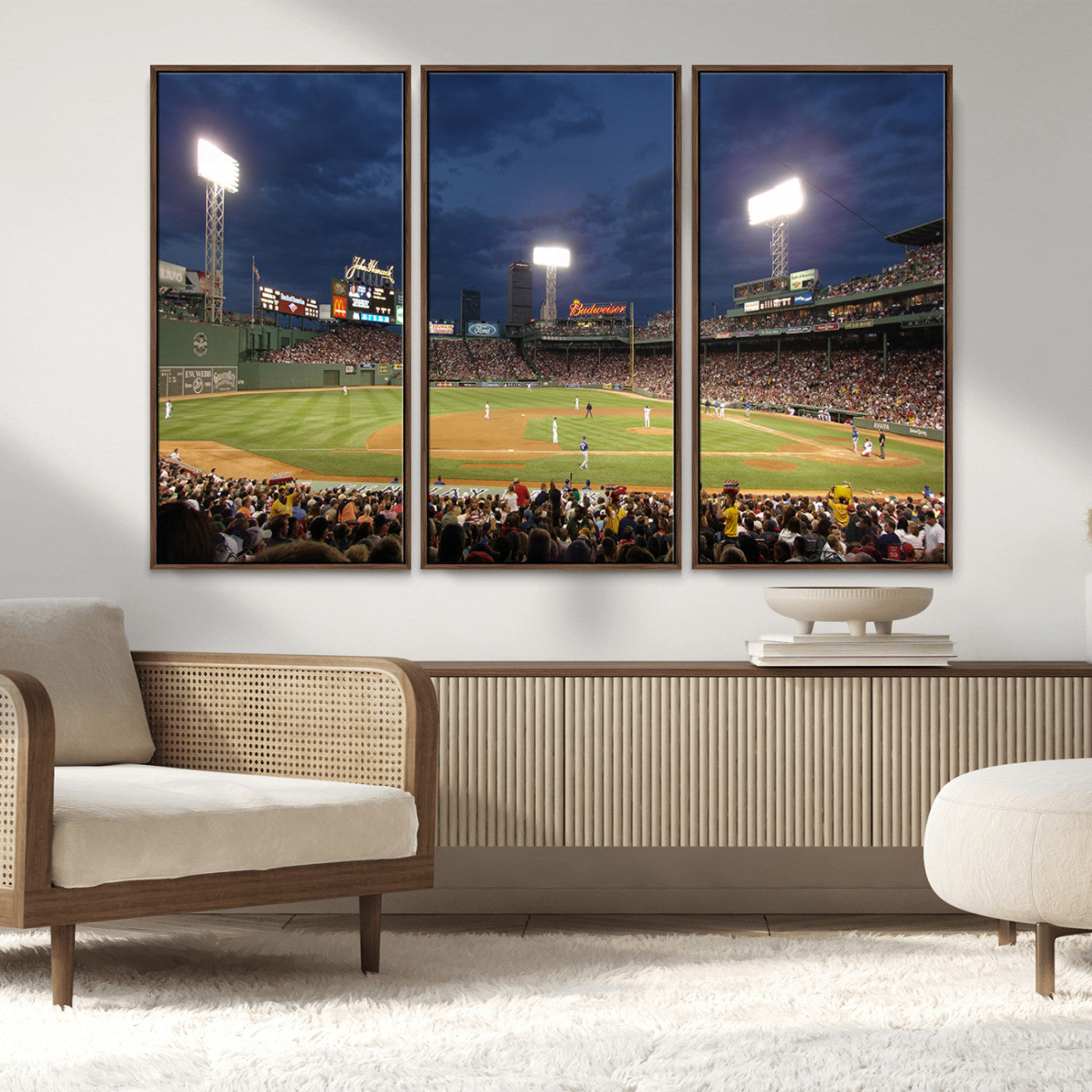MGV-FC-48X32-3P - Boston Red Sox Baseball Team Print Canvas - Massachusetts Fenway Park Stadium Wall Art Canvas Print