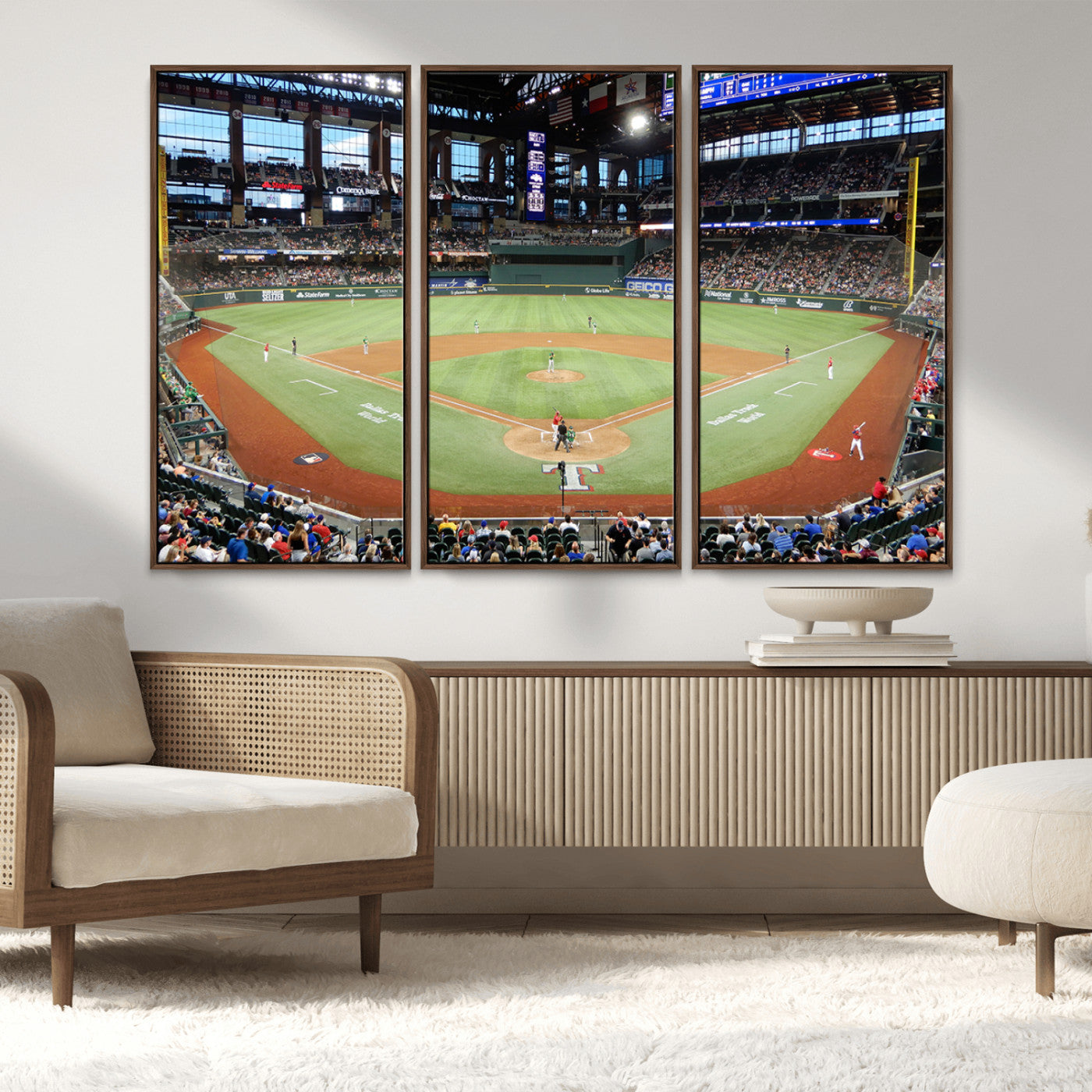 MGV-FC-48X32-3P - Texas Rangers Baseball Team Print - Arlington Globe Life Field Stadium Canvas Print Wall Art