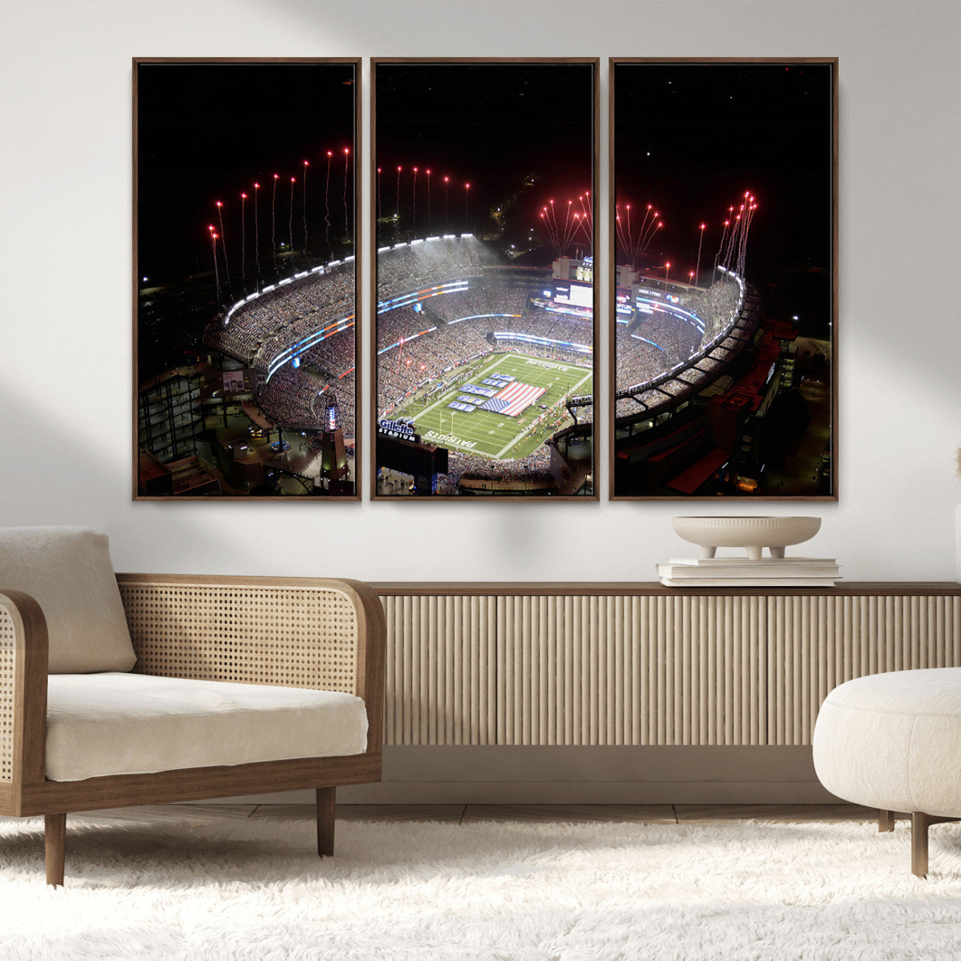 MGV-FC-48X32-3P - New England Patriots Team Print Wall Art- Foxborough Gillette Stadium Wall Art Canvas Print
