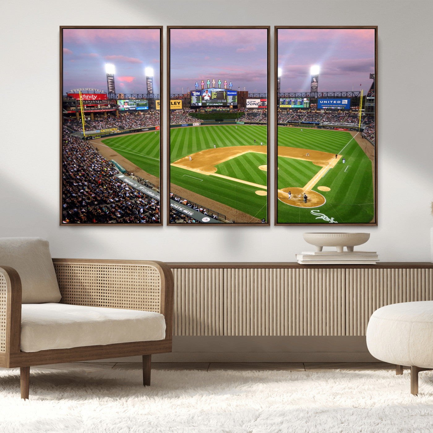 MGV-FC-48X32-3P - Chicago White Sox Baseball Team Print Canvas- Guaranteed Rate Field Stadium Wall Art Canvas Print