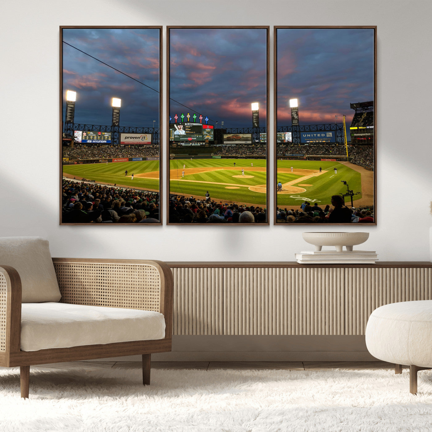 MGV-FC-48X32-3P - Chicago White Sox Baseball Team Print Canvas- Guaranteed Rate Field Stadium Wall Art Canvas Print
