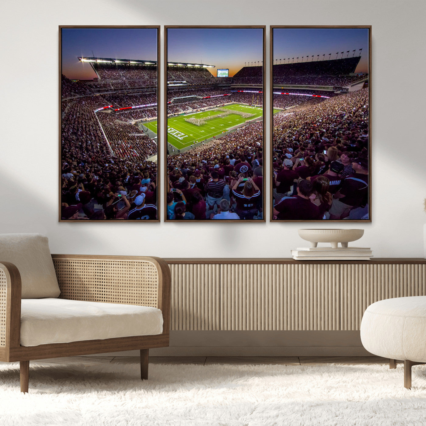 MGV-FC-48X32-3P - Texas A&M University Aggies Football Team Print - College Station Kyle Field Stadium Wall Art Canvas