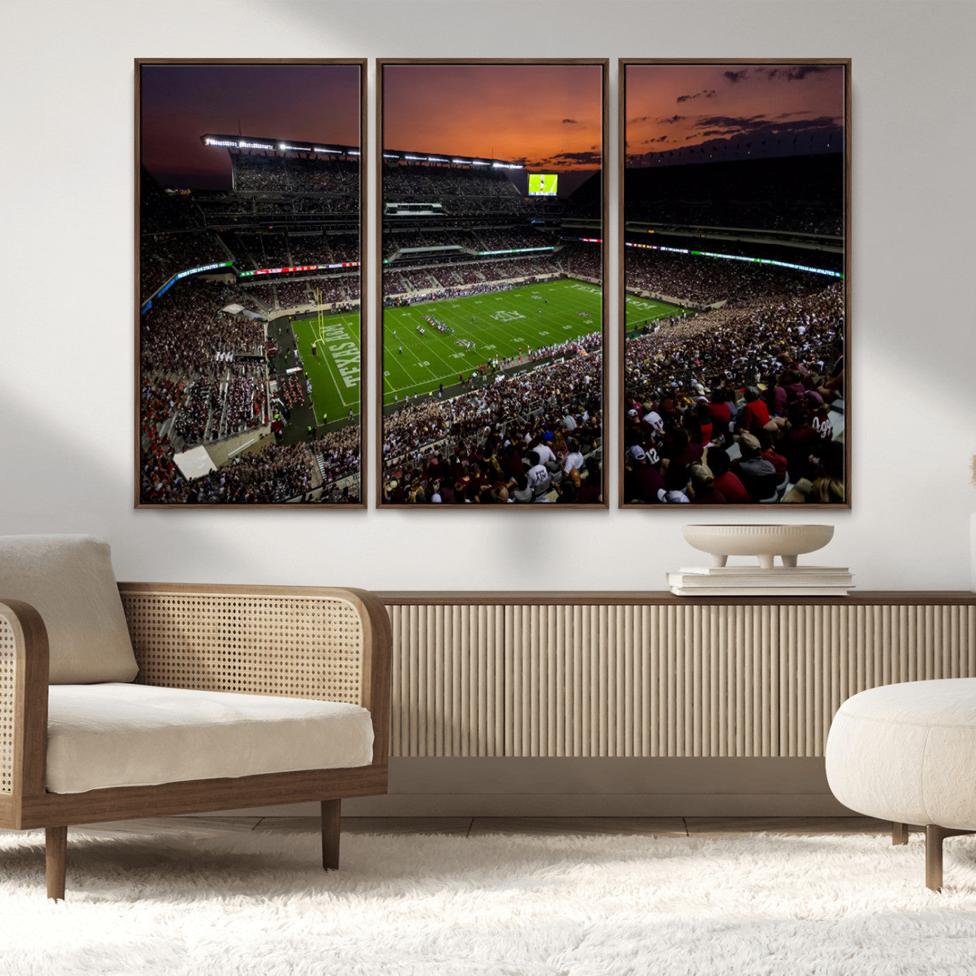 MGV-FC-48X32-3P - Texas A&M Aggies Football Team Print - College Station Kyle Field Stadium Wall Art Canvas Print