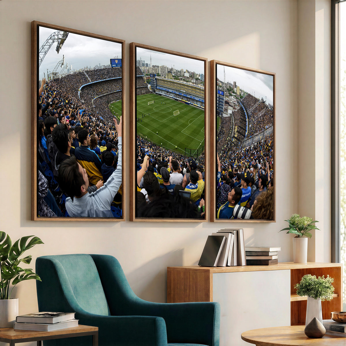 23173-MGV-CV-36X24 - Boca Juniors Soccer Team Print, Buenos Aires Bombonera, Framed and Ready to Hang