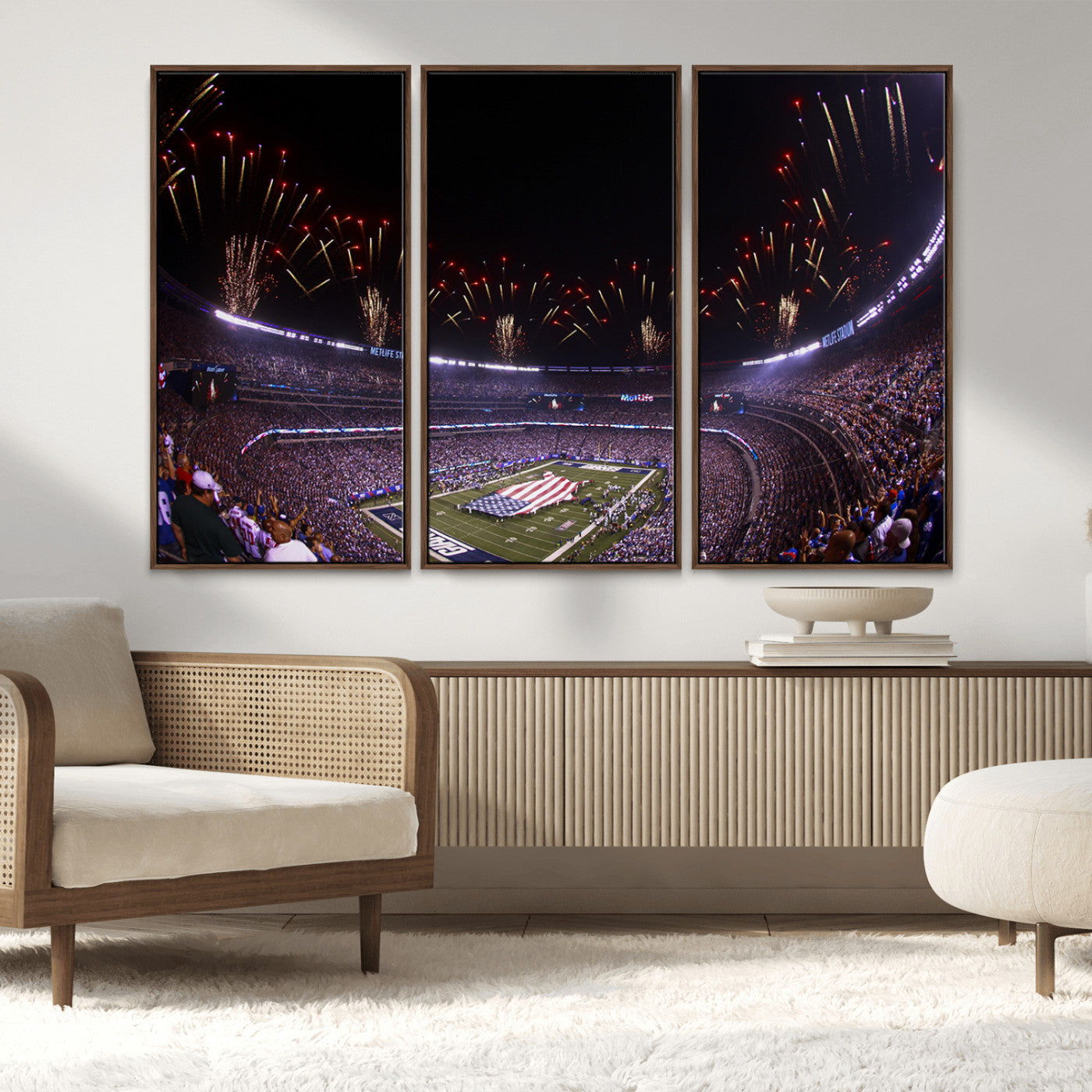 MGV-FC-48X32-3P - New York Giants Football Team Print - East Rutherford MetLife Stadium Wall Art Canvas Print