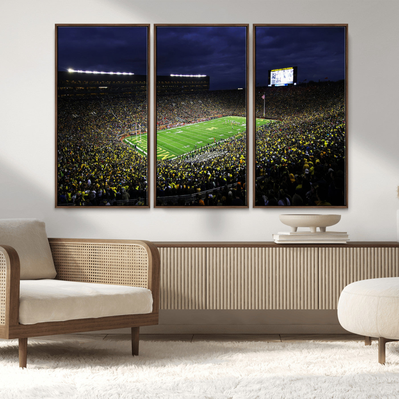 MGV-FC-48X32-3P - Michigan Wolverines Football Canvas Wall Decor, Football Team Print - Ann Arbor Michigan Stadium