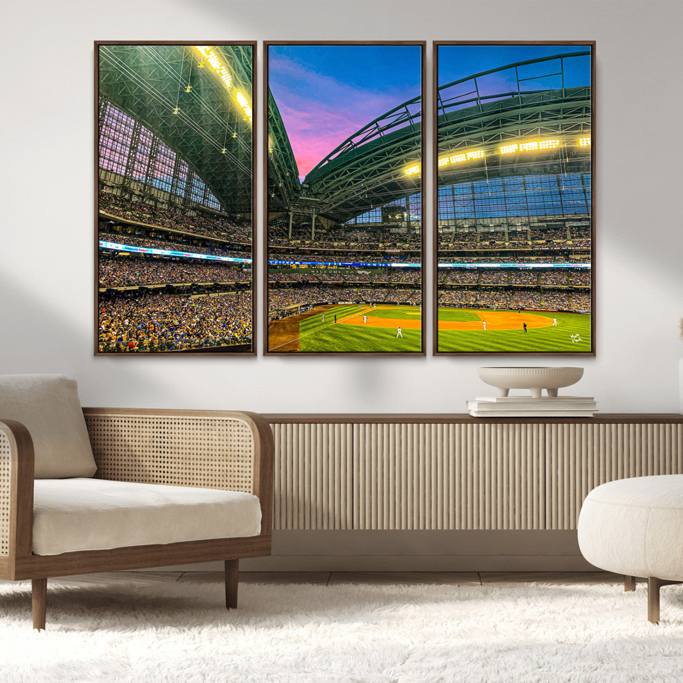 MGV-FC-48X32-3P - Milwaukee Brewers Baseball Team Print Canvas- American Family Field Stadium Wall Art Canvas Print