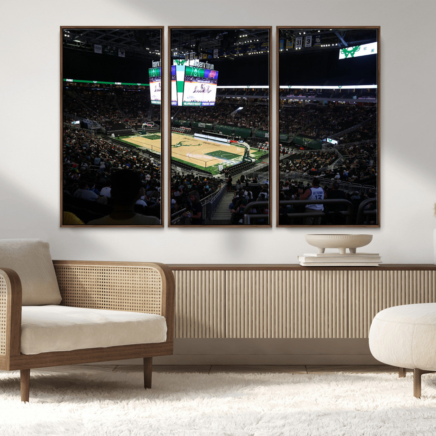 MGV-FC-48X32-3P - Milwaukee Bucks Basketball Print - Fiserv Forum Stadium Wall Art Canvas Print