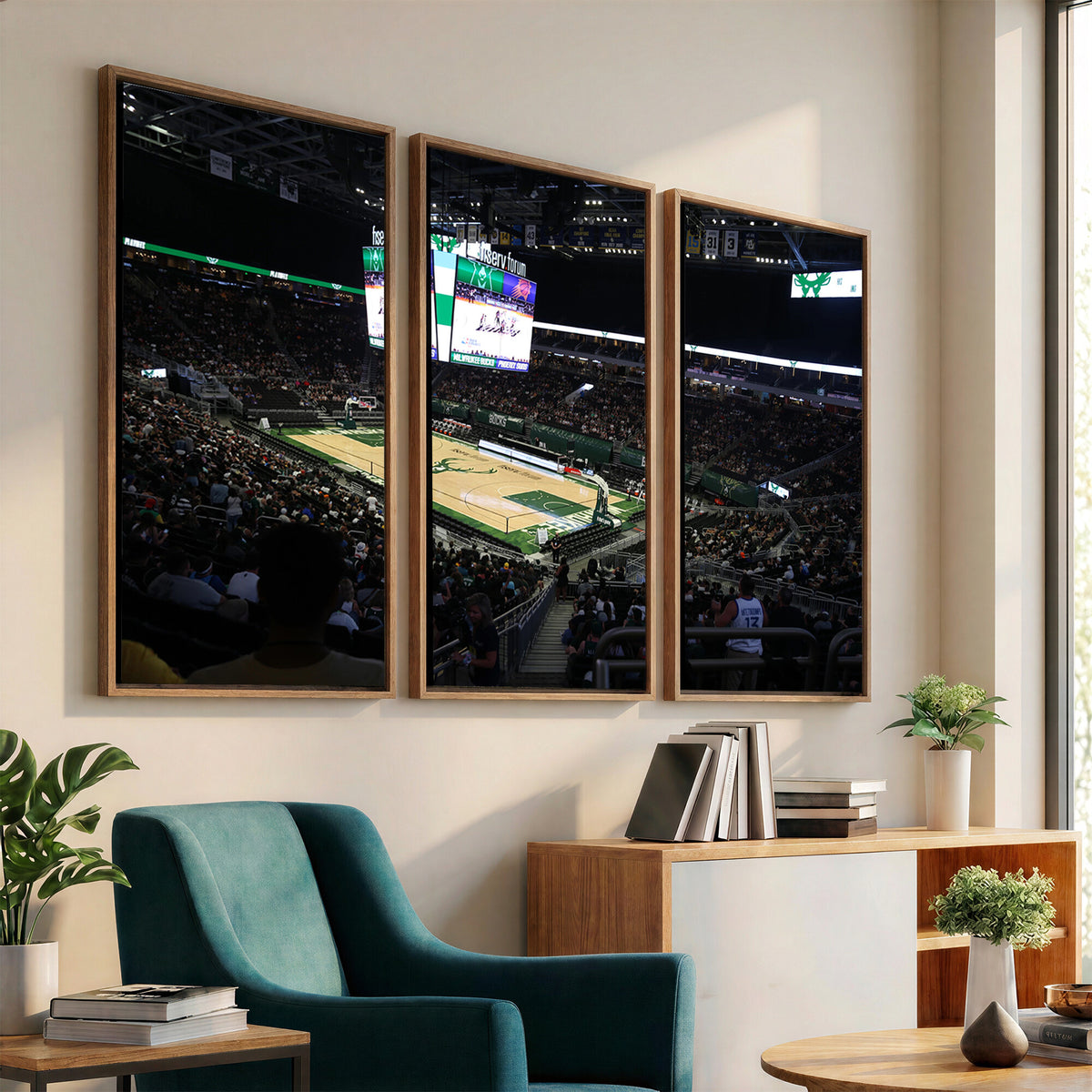 69882-MGV-CV-36X24 - Milwaukee Bucks Basketball Print, Fiserv Forum Stadium Wall Art
