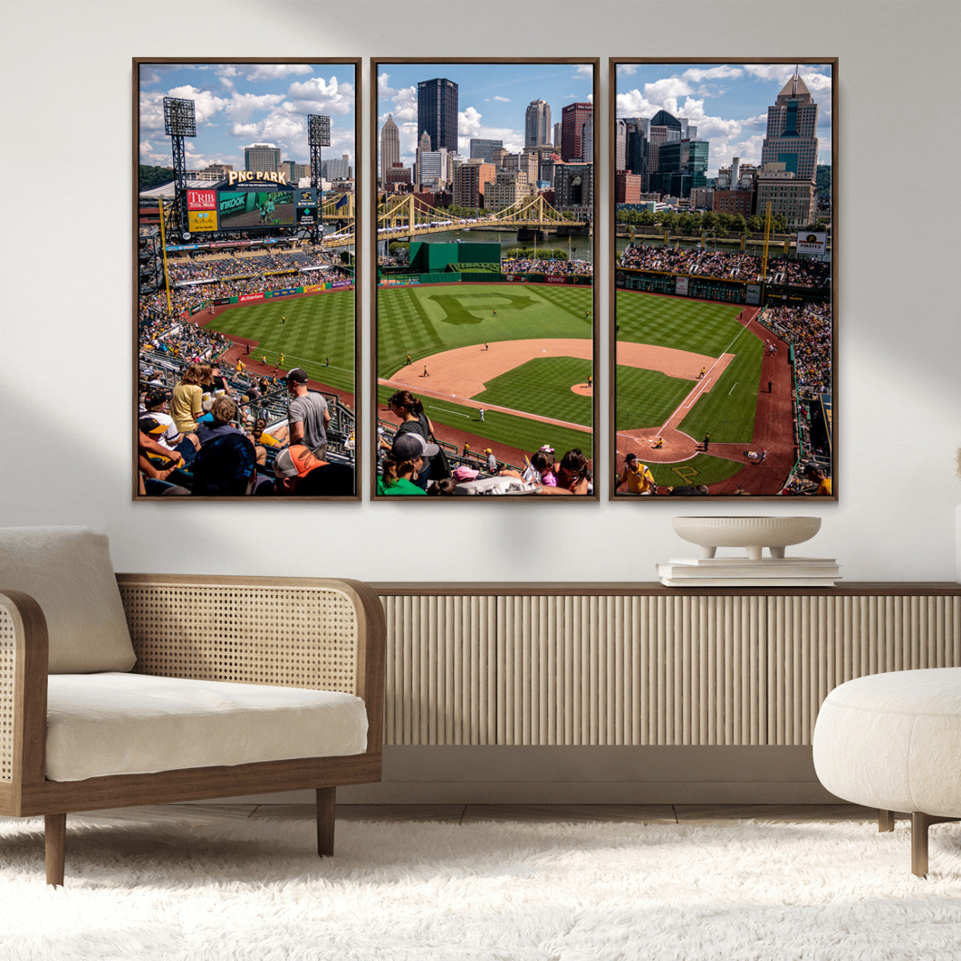 MGV-FC-48X32-3P - Pittsburgh Pirates Baseball Team Print - PNC Park Stadium Wall Art Canvas Print - Ready to Hang