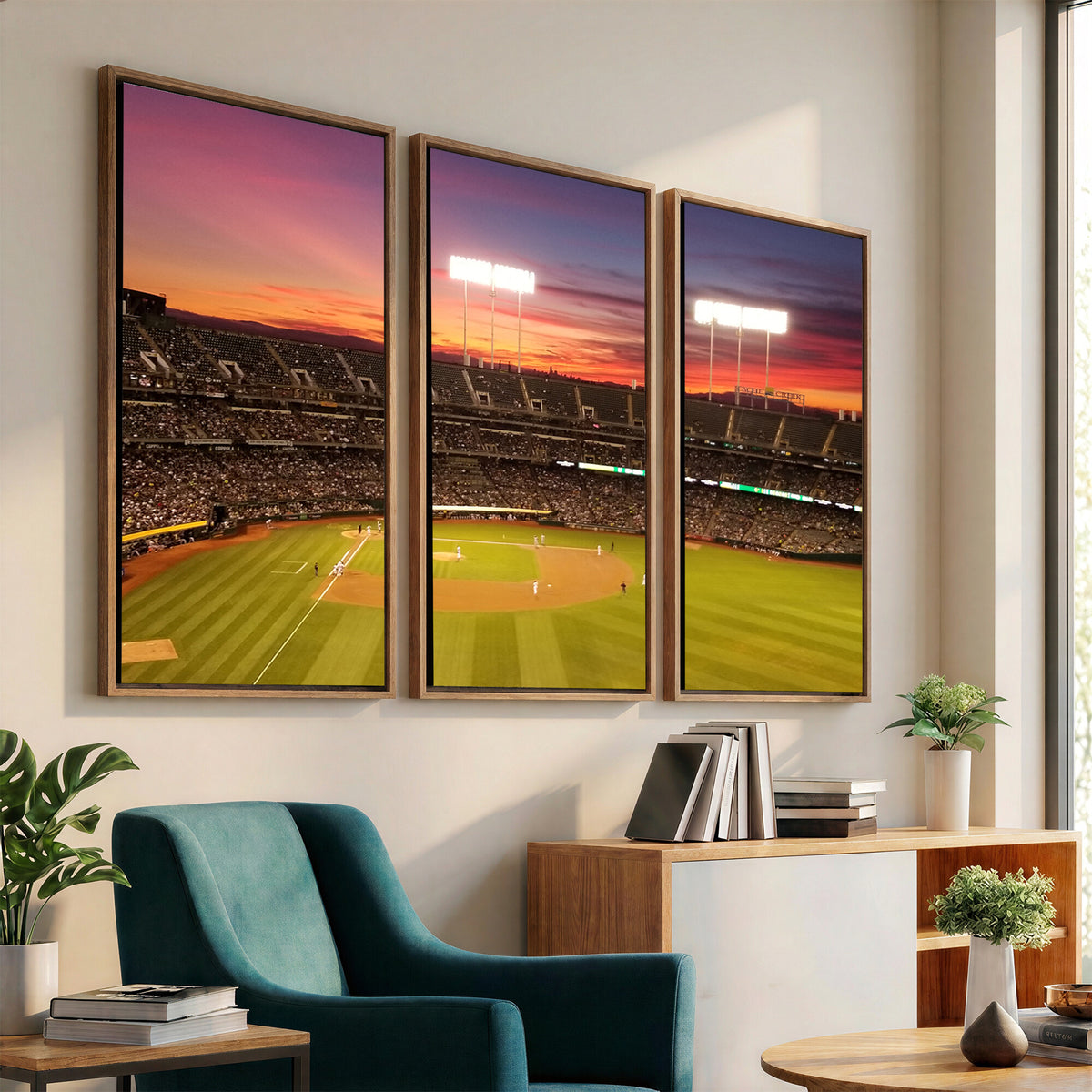 73718-MGV-CV-36X24 - Oakland Athletics Baseball Team Print, Oakland Coliseum