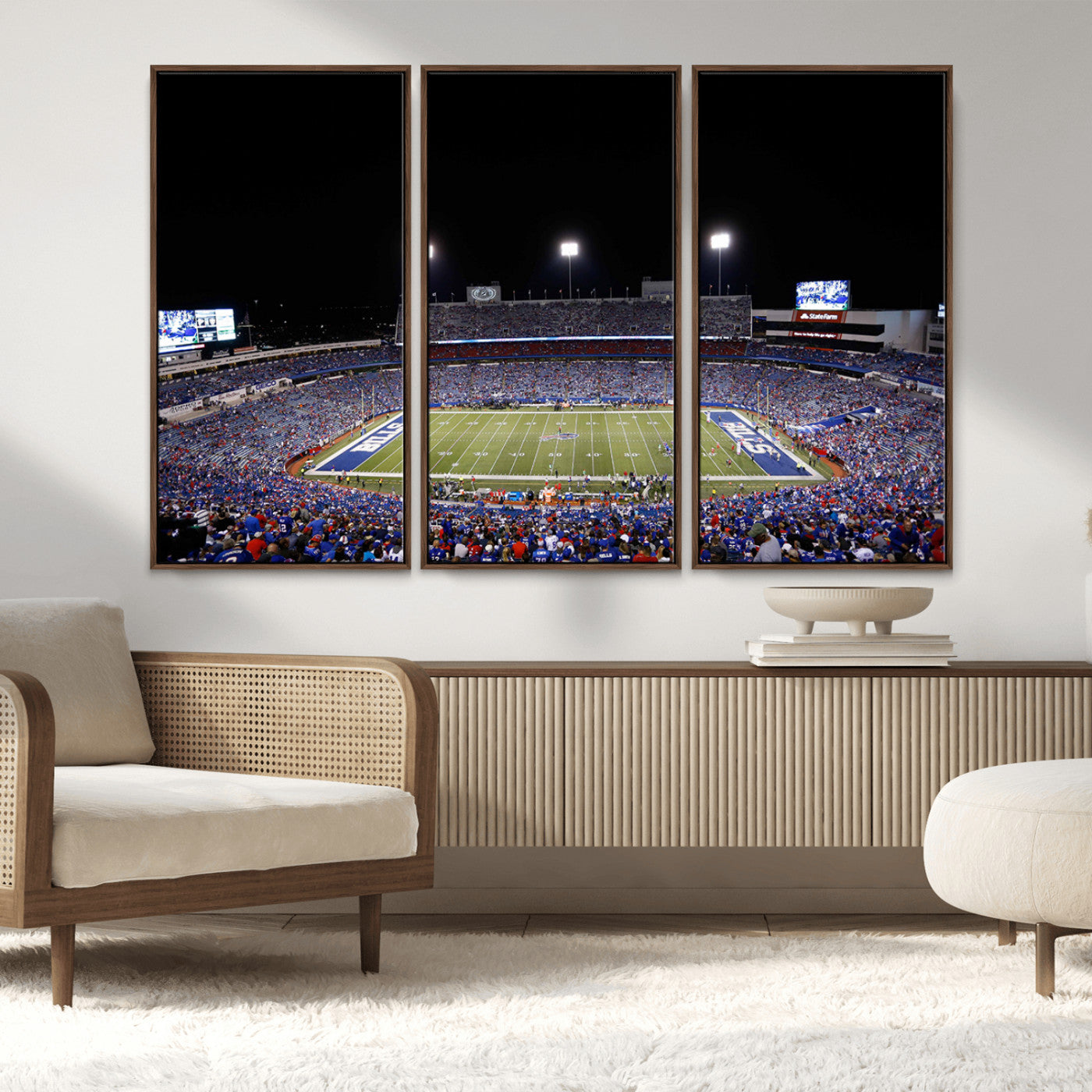 MGV-FC-48X32-3P - Buffalo Bills Wall Art - Buffalo Bills Stadium Canvas Print, Perfect Sports Decor for Living Rooms,