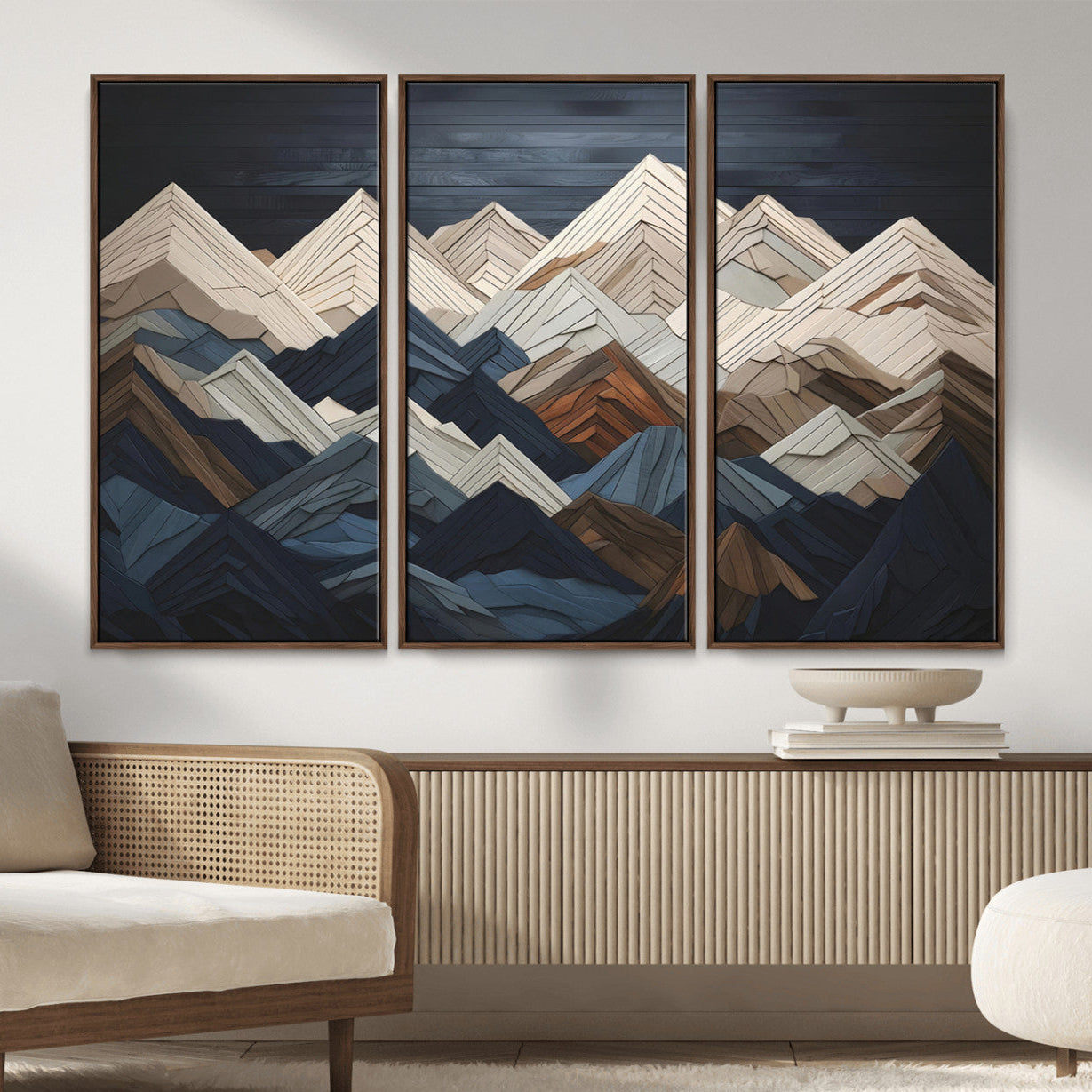 12896-MGV-CV-36X24-Mountain Wall Art – Modern Geometric Landscape Canvas Print, Abstract Nature Inspired Decor for Home or Office