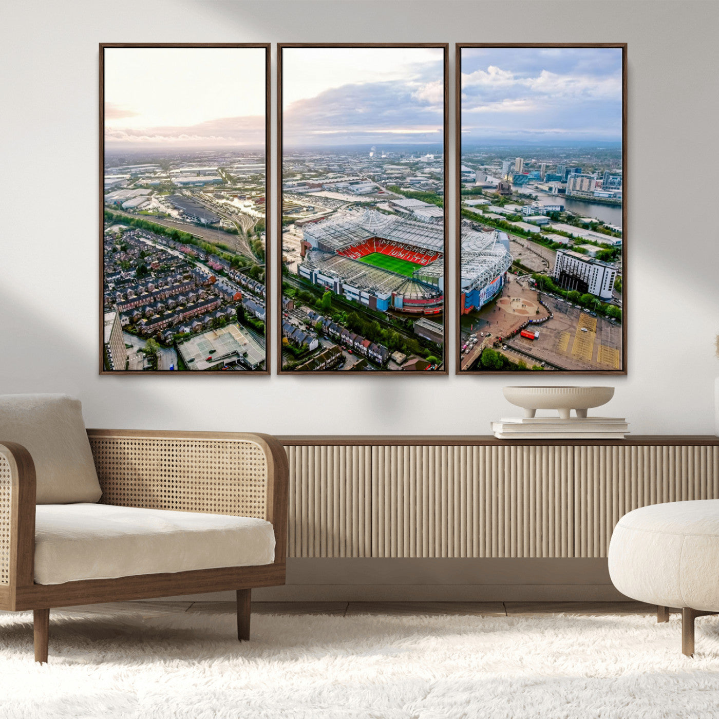 MGV-FC-48X32-3P - Old Trafford Manchester United Stadium Wall Art Canvas Print - Aerial View Stadium, Old Trafford