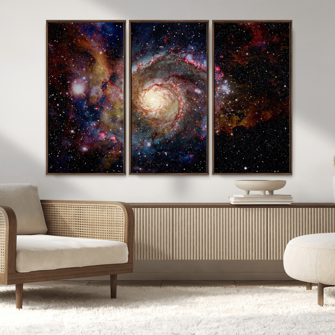 MGV-FC-48X32-3P - Nebula and Galaxies in Space Wall Art Canvas Print, Spiral Galaxy Wall Art Canvas Print