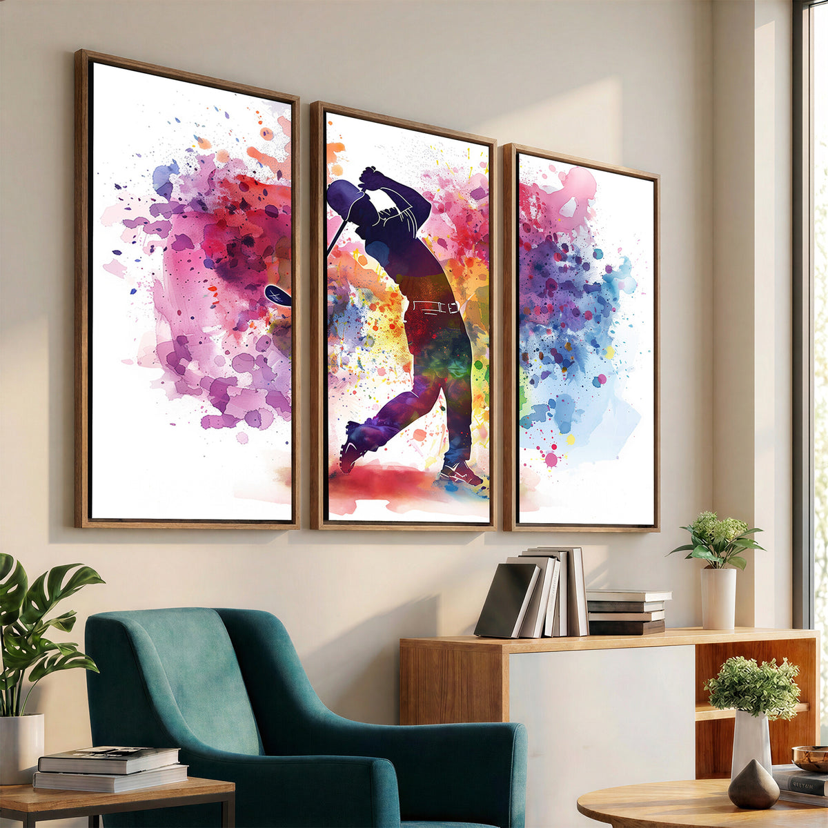 66537-MGV-CV-36X24 - Colorful Golfer Swing Wall Art Canvas Print, Ready to Hang