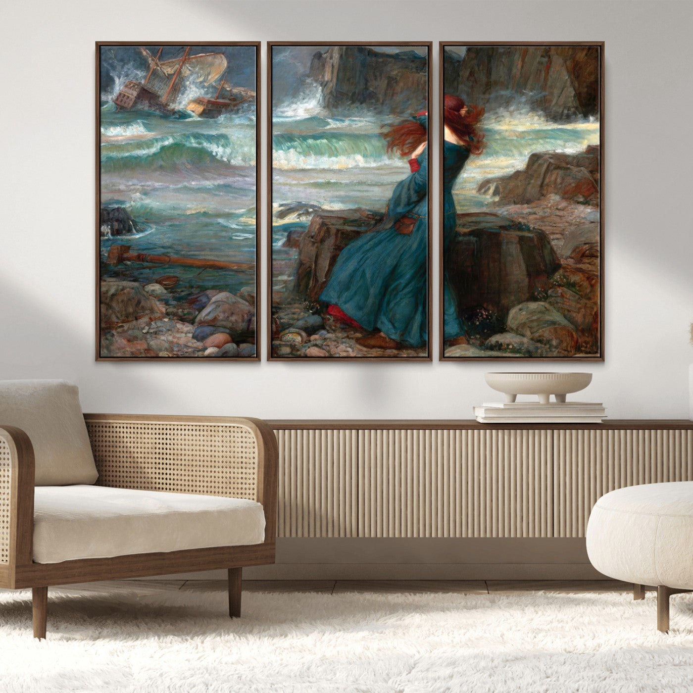 -Miranda by the Shore Wall Art Canvas Print – Tempest Scene Ocean Storm – Ready to Hang