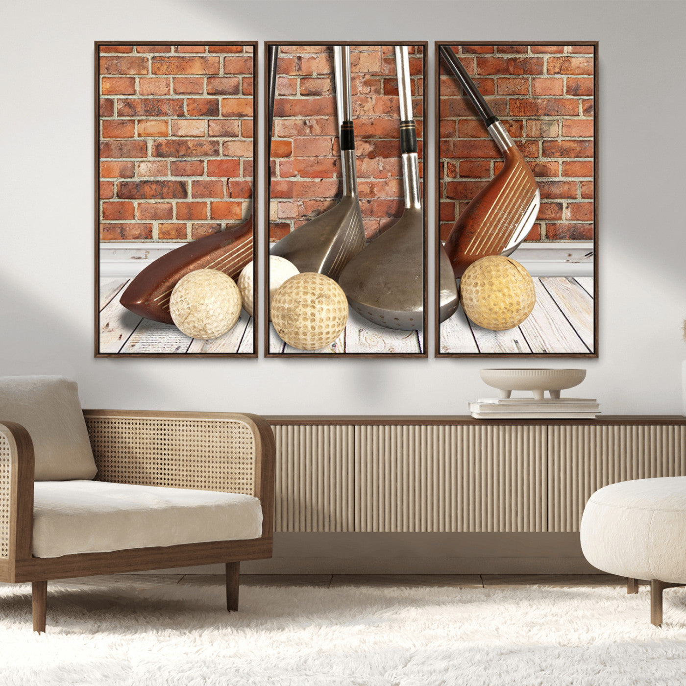 MGV-FC-48X32-3P - Vintage Golf Ball Wall Art Canvas Print | Golf Decor for Man Cave or Office | Ready to Hang and