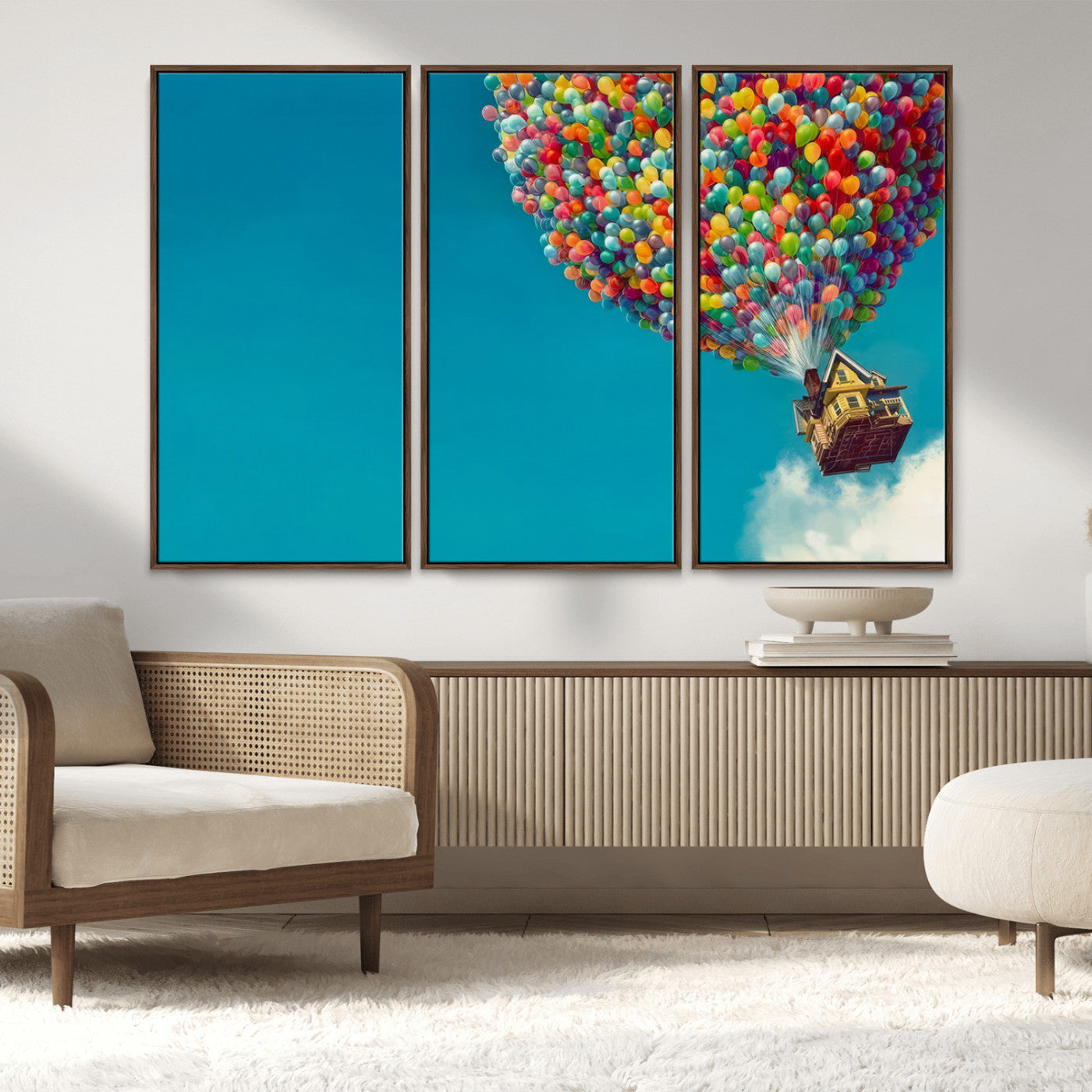MGV-FC-48X32-3P - Carl Fredricksen, Up Movie Wall Art, Colorful Balloon House Art | Whimsical Wall Decor for Living