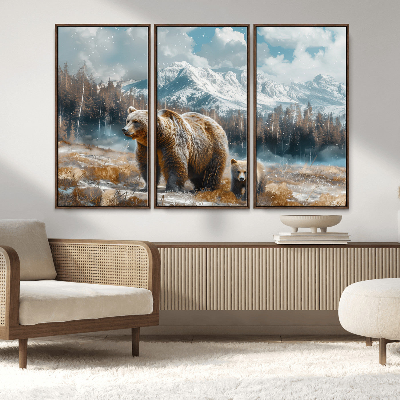 MGV-FC-48X32-3P - Bear and Baby Bear Wall Art Canvas Print
