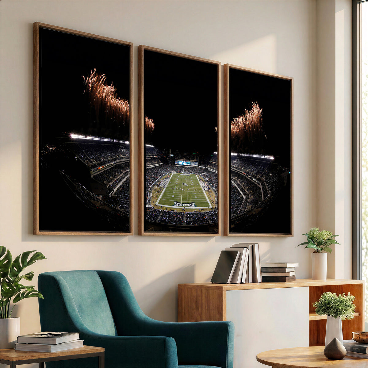 89680-MGV-CV-36X24 - Eagles Field Stadium Wall Art, Philadelphia Eagles Football, Framed and Ready to Hang