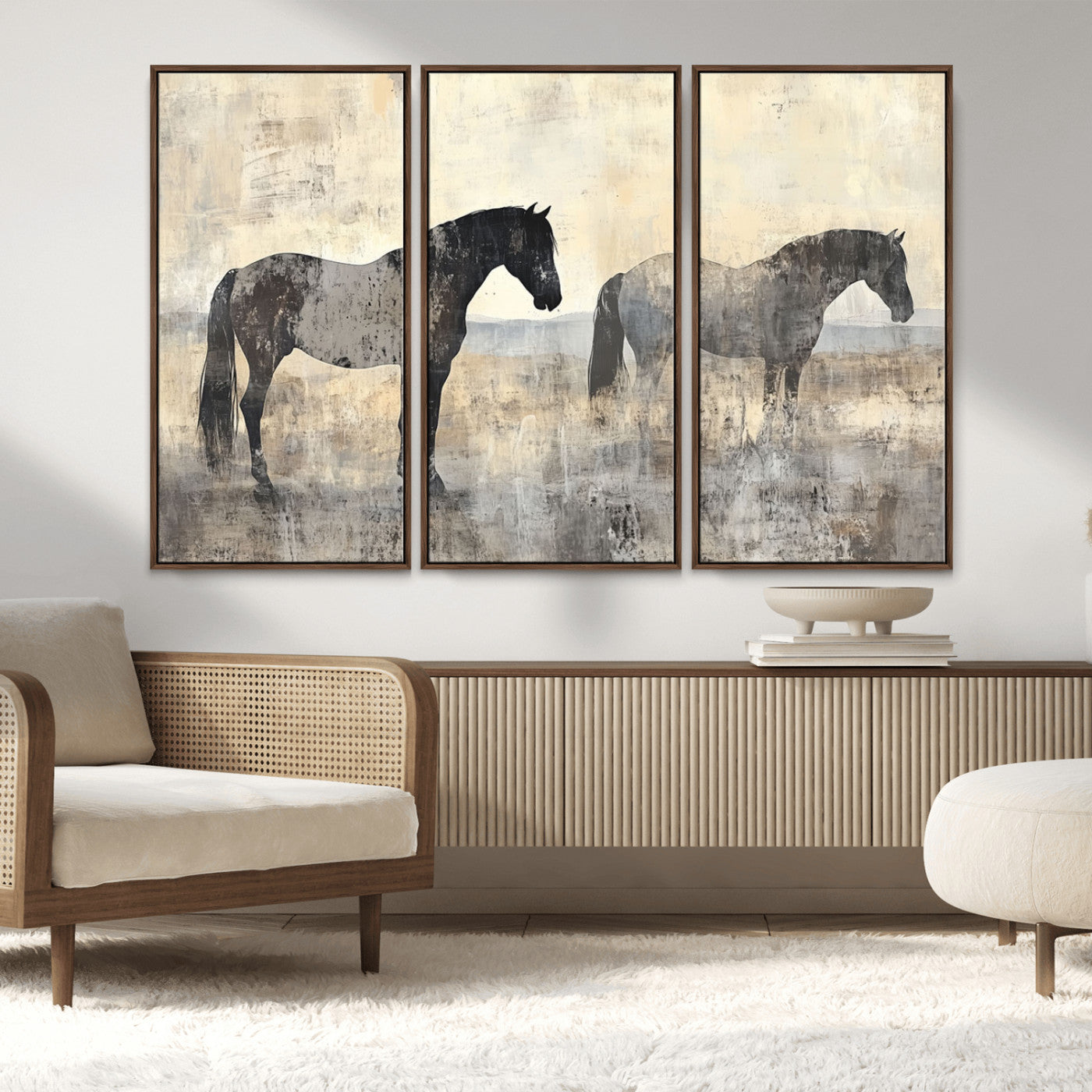 MGV-FC-48X32-3P - Vintage Horses Wall Art Canvas Print