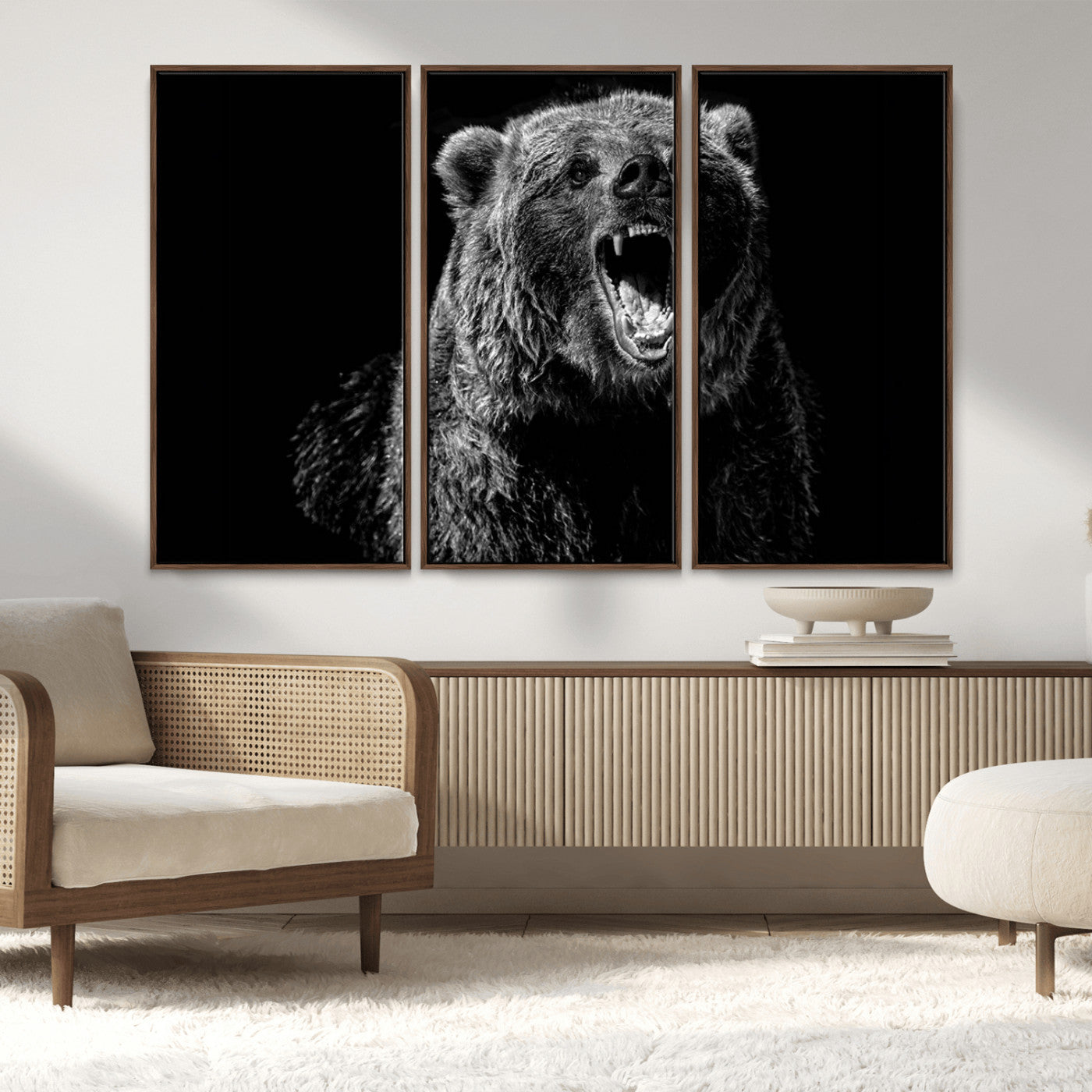 MGV-FC-48X32-3P - Bear Canvas Print | Wildlife Wall Art for Cabin Decor | Ready to Hang Framed