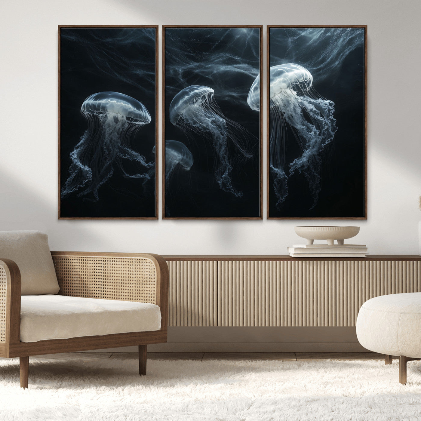 MGV-FC-48X32-3P - Jellyfish Wall Art Canvas Print, Elegant Wall Decor