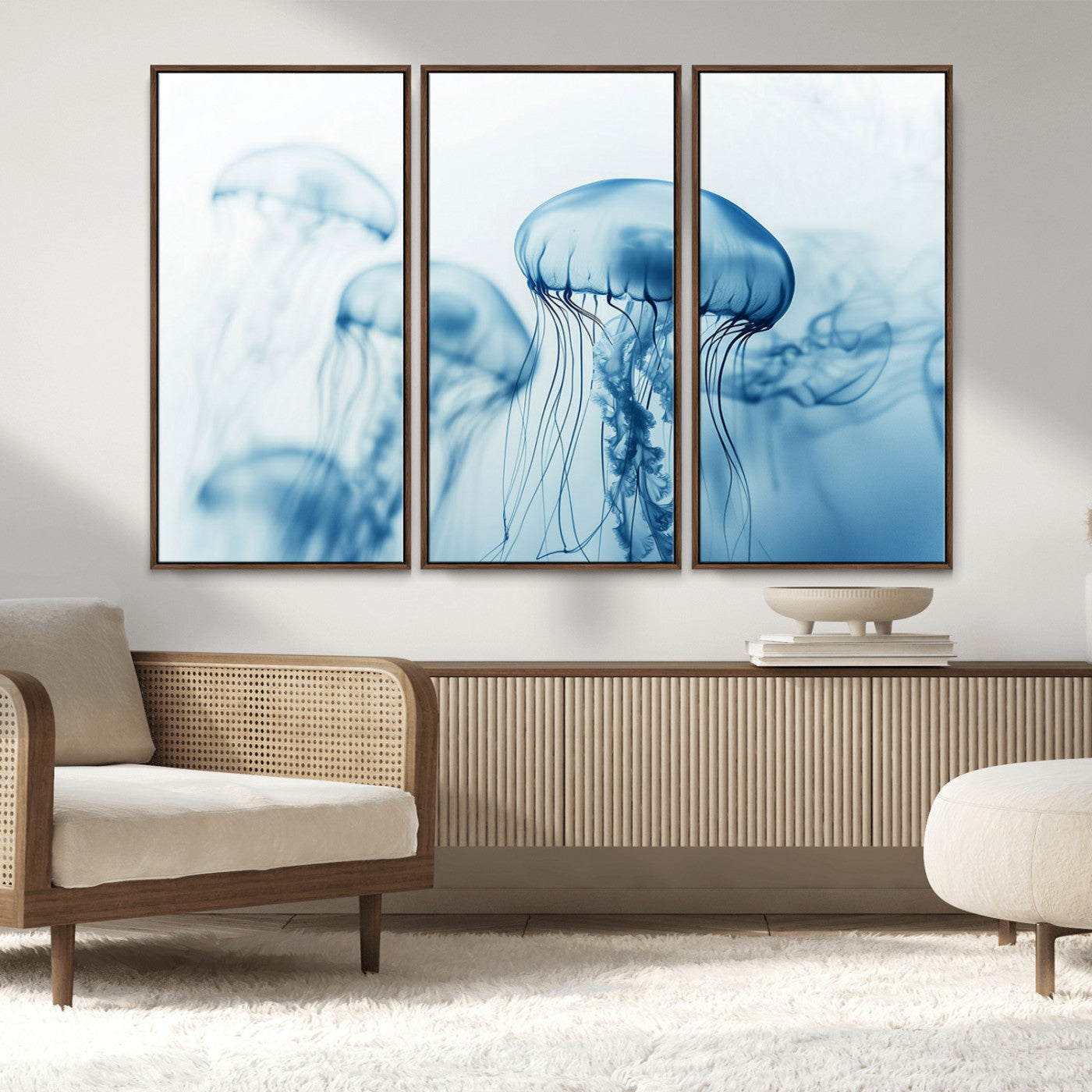MGV-FC-48X32-3P - Blue Jellyfish Wall Art Canvas Print