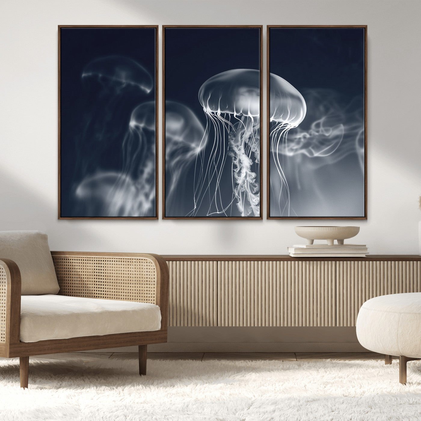 MGV-FC-48X32-3P - Jellyfish Wall Art Canvas Print, Modern Abstract Jellyfish Wall Decor
