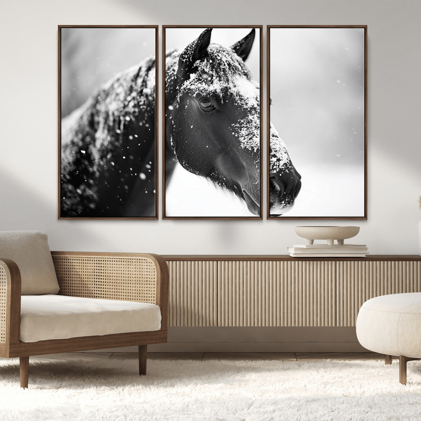 MGV-FC-48X32-3P - Horse Canvas Print - Winter Horse Snow Wall Art Canvas Print